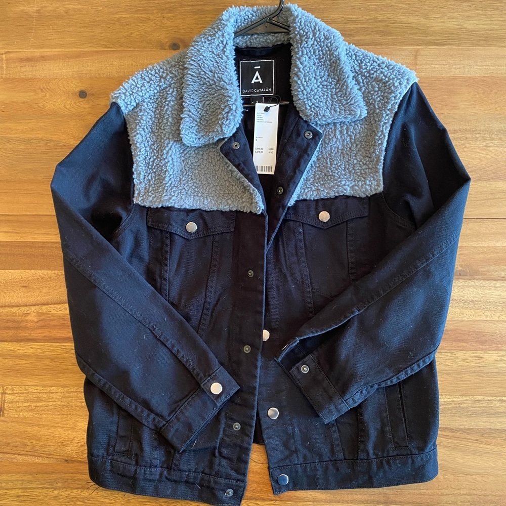 Black Denim Gray Shearling Jacket